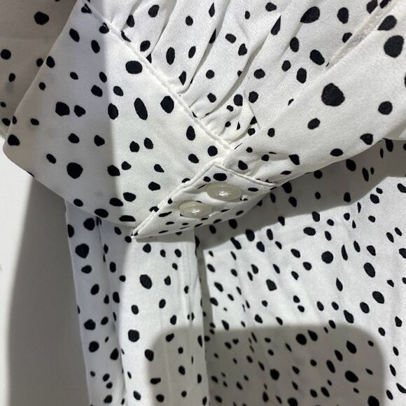 Jones & Co Jones New York Women's White Black Dotted Ruffled Blouse Size XL - Picture 5 of 9